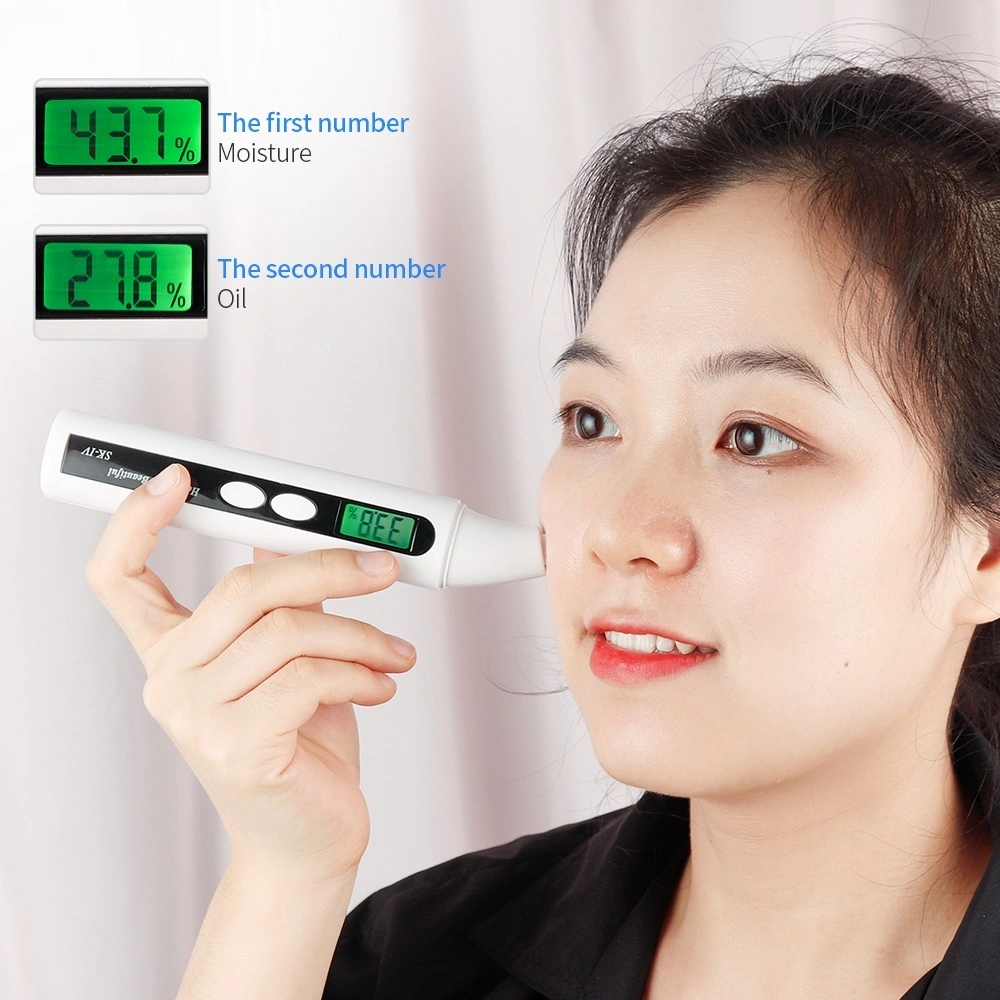 LCD Display Skin Analyzer Skin Moisture Tester Oil Test Meter Facial Skin Moisture&Oil Content Analyzer for Forehead Cheek