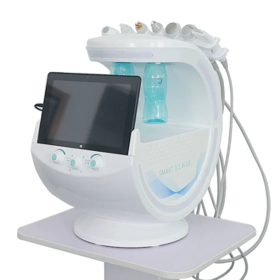 휴대용 7in1 Hydrafacial Aqua Peel 스마트 아이스 블루 RF 무선 주파수 피부 세정기 Hydra Dermabrasion 하이드로 페이셜 케어 뷰티 장치(피부 분석기 포함)