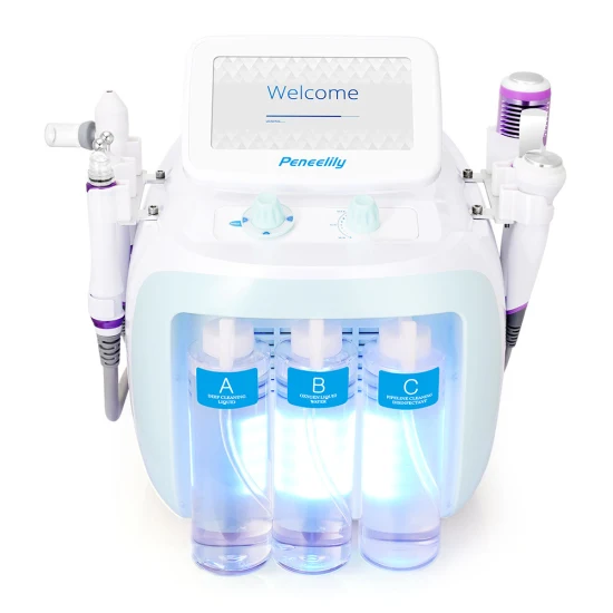 6 in 1 한국 아쿠아 필링 기계 하이드로 산소 얼굴 다이아몬드 박피 기계 H2O2 Hydrafacials 기계